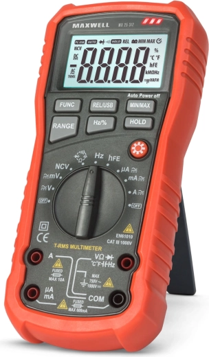 Digital multimeter with auto-ranging and transistor testing