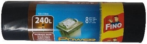 Sacchi extra resistenti per rifiuti 240 l, 120 × 150 cm, neri, FINO (8 pz)