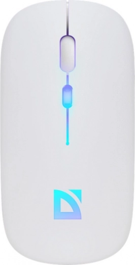 Bezprzewodowa cicha mysz DEFENDER Touch, Bluetooth + 2,4 GHz, RGB, biała