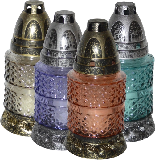 Glazen grafkaars 17 cm – paraffine, mix kleuren