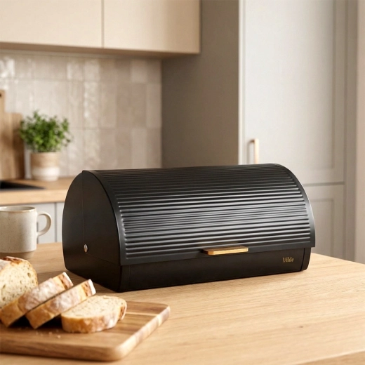 Convenient roll-top lid with gold handle