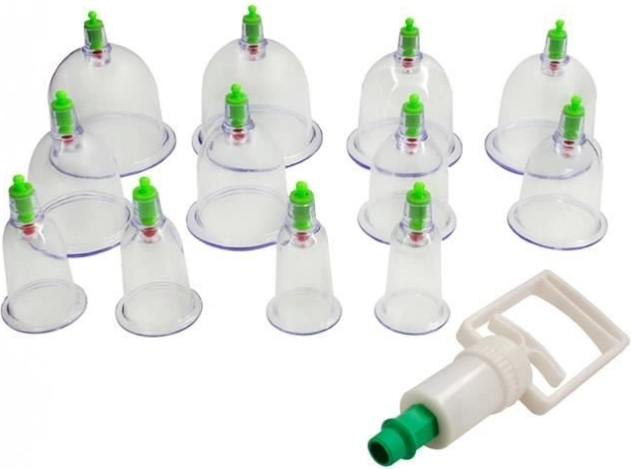 Chinese vacuum cups without fire, set of 12 with hand pump