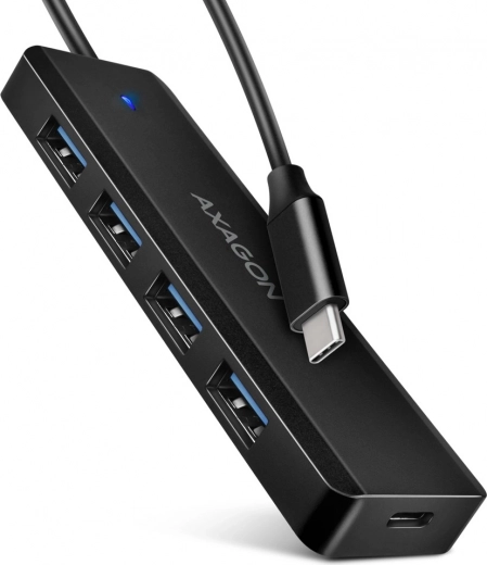 Hub USB da viaggio 4× USB-A 5 Gb/s con USB-C e alimentazione aggiuntiva