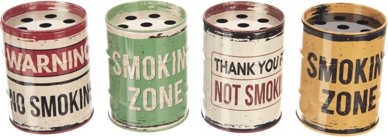 Askebæger i metal Smoking 8 cm (mix af 4 dekorer)