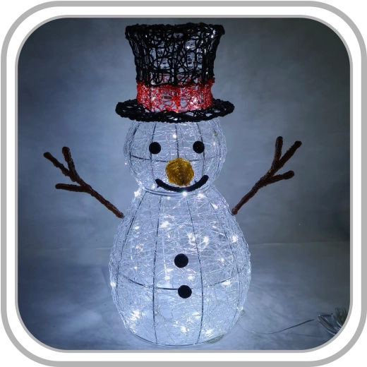Kerst LED-decoratie sneeuwpop met koel wit licht