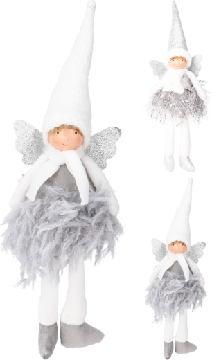 Božična dekoracija angel 40 cm – bela in srebrna, mešanica vrst
