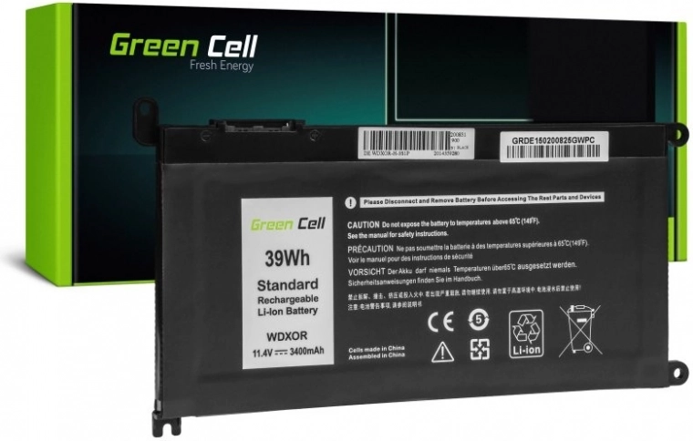 Batterie Green Cell pour Dell WDXOR 11,4 V 3400 mAh