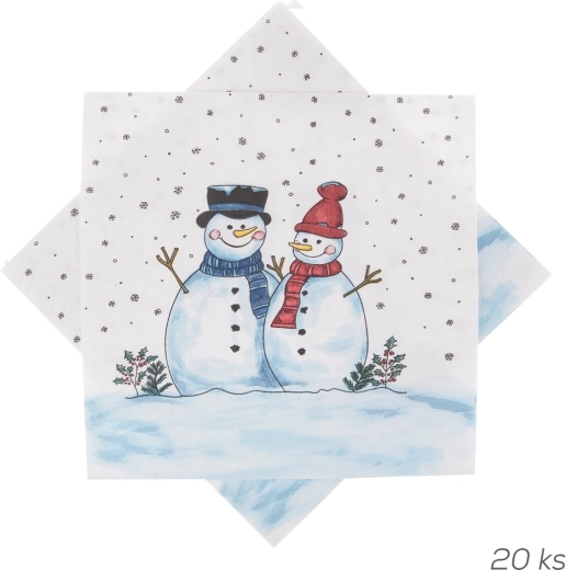Papierservietten mit Schneemann-Motiv 33 × 33 cm, 20 Stk.