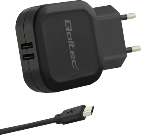 Charger 17W, 5V, 3.4A, 2xUSB with Micro USB cable