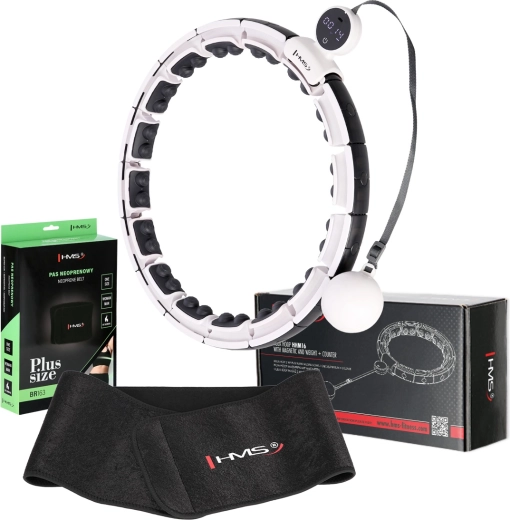 Magnetic Hula Hoop Set with Counter and Slimming Belt HMS HHM16 + BR163 Plus Size, White