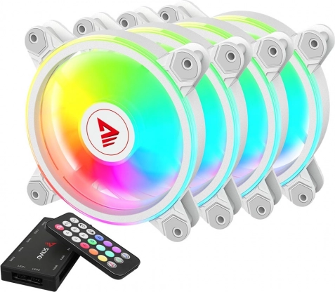 Set di ventole RGB bianche Savio con illuminazione