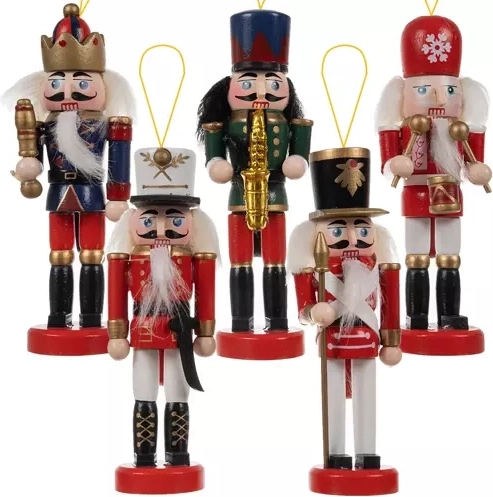 Set of Five Wooden Christmas Nutcrackers