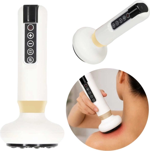 Electric handheld massage device with Chinese cupping function, USB, white