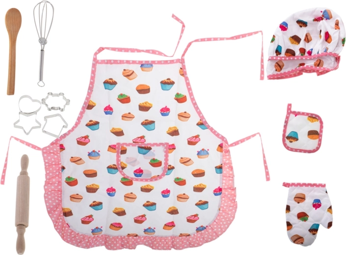 Set da cucina per bambini con cappello, grembiule e utensili