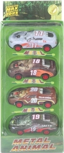 Set van 4 metalen safari-autootjes