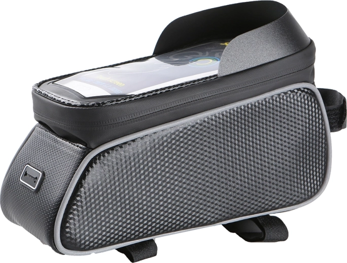 Maxlife waterproof frame bike bag with phone holder, black
