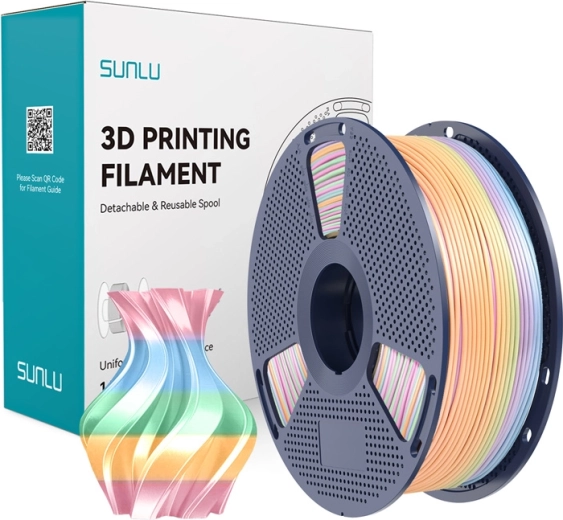 Sunlu PLA+ Silk Filament Regenbogen 04, 1,75 mm, 1 kg