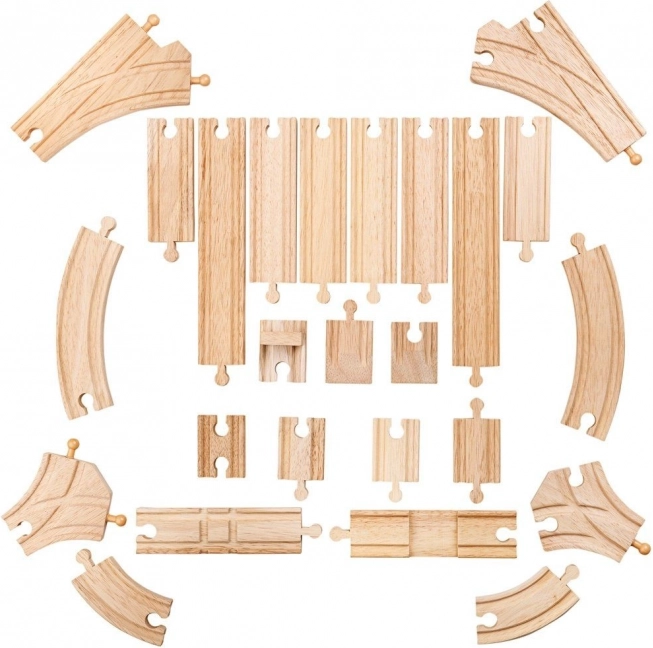 BIGJIGS RAIL wooden tracks, 25-piece set