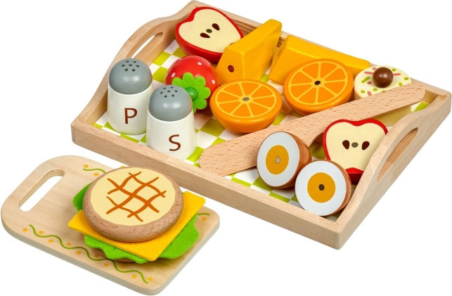Lucy & Leo set colazione in legno con magneti su vassoio