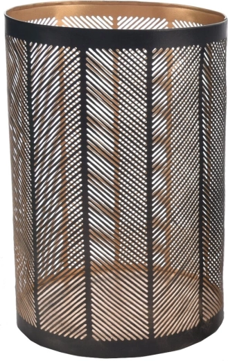 Bougeoir Line en métal noir et or 22 cm
