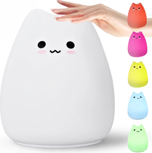 Silicone touch night light kitty RGB