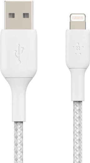 Pletený kabel USB‑A na Lightning 1 m bílý