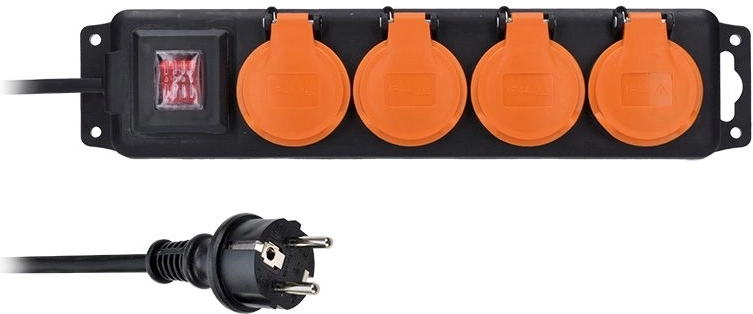 Prolunga da esterno Solight IP44 con interruttore, 4 prese, 3 m
