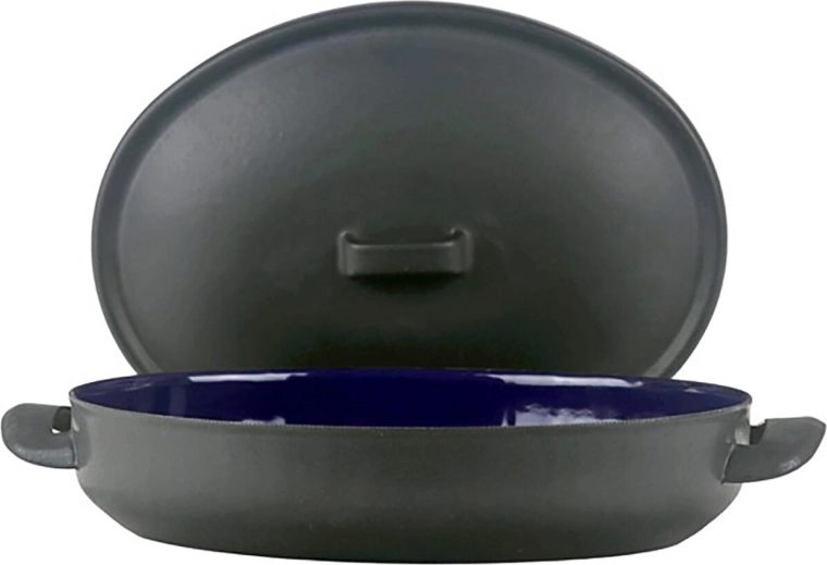 Hygienic dark blue enamel interior
