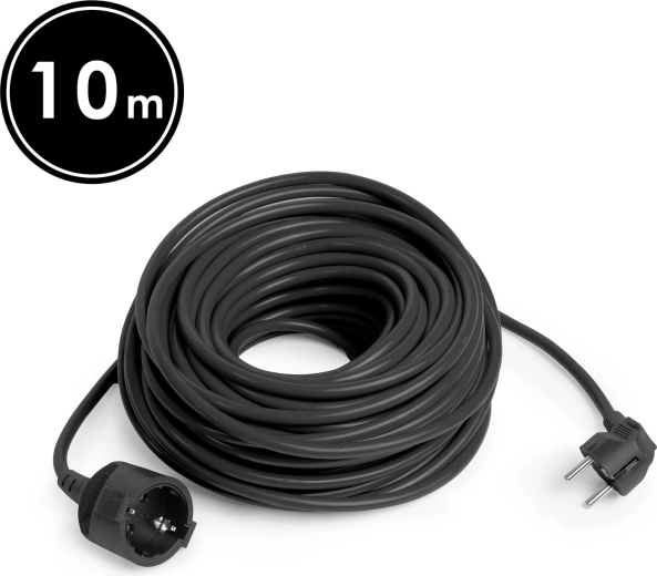 Prolunga nera da 10 m con presa Schuko