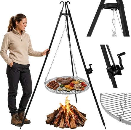 Treppiede per griglia con griglia in acciaio inox 70 cm Kaminer
