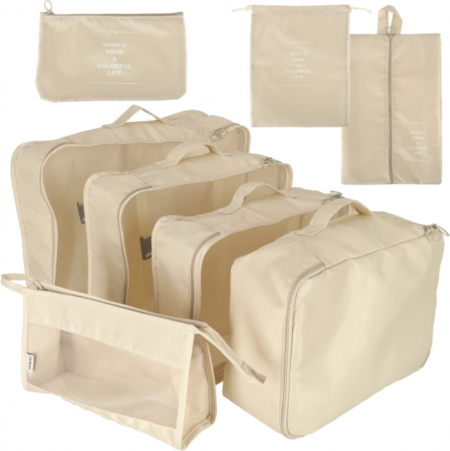 Travel suitcase organizer set, 8 pcs, beige