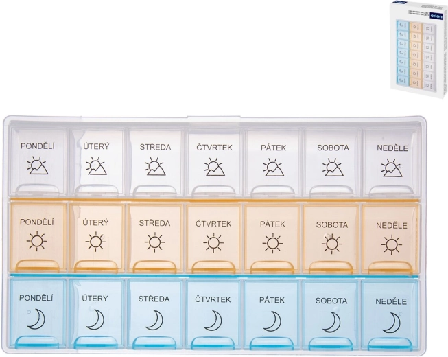 Weekly pill organizer with 3 compartments and Czech day labels