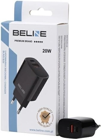 Black Charger 20W with USB-C + USB-A
