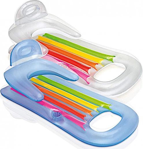 Inflatable floating lounger with backrest and cup holder INTEX