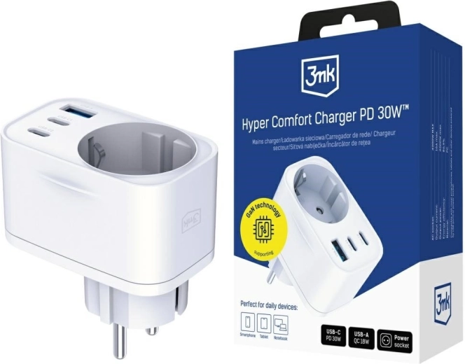 3mk Hyper Comfort Charger 30W weißer Netzadapter