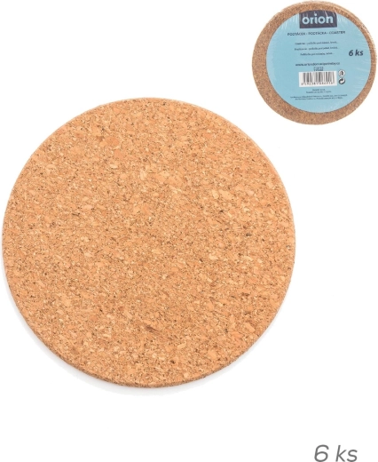 Cork coasters for glasses and mugs 9.5 cm, 6 pcs