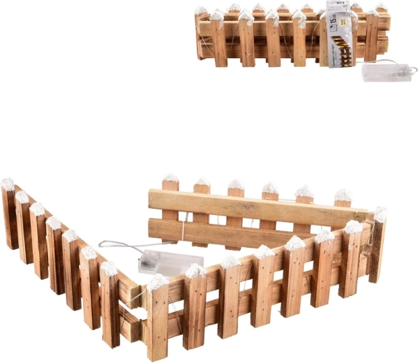 Bordure de jardin en bois avec éclairage LED intégré, marron, 90 cm