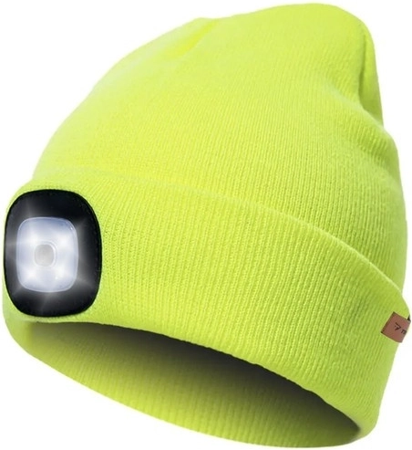Two-layer Winter Hat with LED USB Light - Yellow