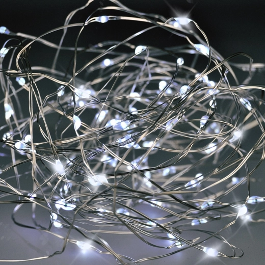 Solight Christmas LED string light on silver wire, 10 m, 100 mini LEDs, cool white - 1 piece