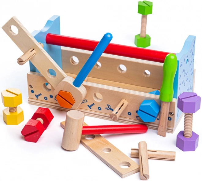 Banco da lavoro in legno e cassetta degli attrezzi 2 in 1 Bigjigs Toys