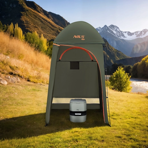 Privacy and space for showering, changing, and a toilet