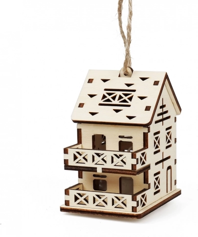 Magic of Wood medium house – villa with balconies and LED candle