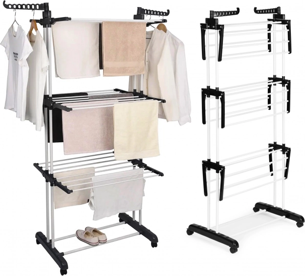 Vertical clothes drying rack with wheels, foldable, ModernHome