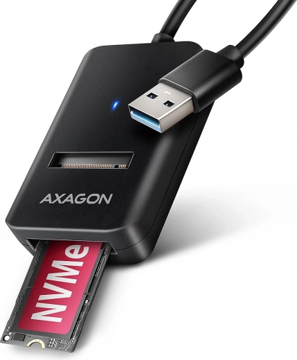 AXAGON ADM2-AM adapter M.2 NVMe/SATA naar USB 3.2 Gen 2 (10 Gb/s) met USB‑A-kabel 10 cm