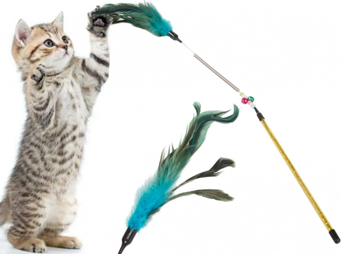 Cat Toy with Feathers and Rattle