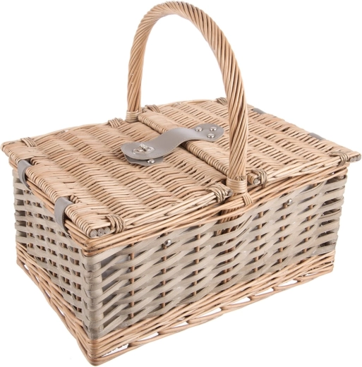 Panier de pique-nique en osier avec doublure en coton et couvercle