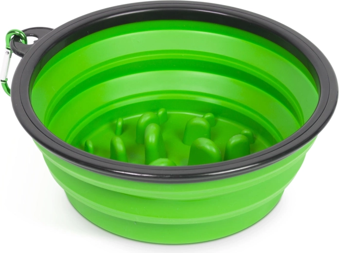 Foldable slow feeder dog bowl green 1000 ml