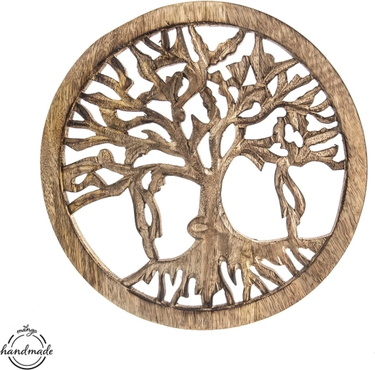 Albero della Vita in legno di mango – decorazione da parete rotonda