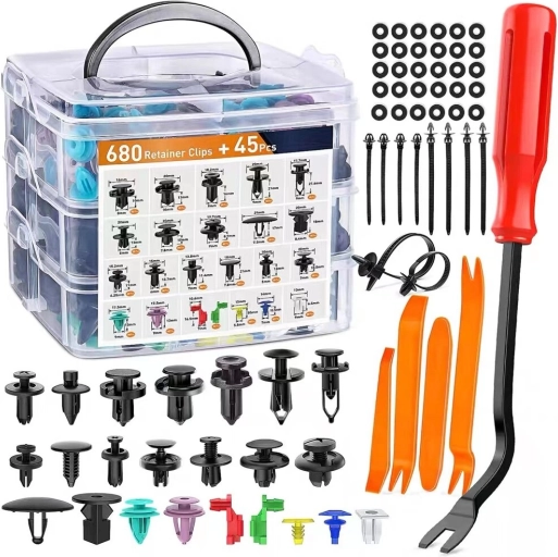Set of Car Clips in Organizer 23 Sizes 680 pcs