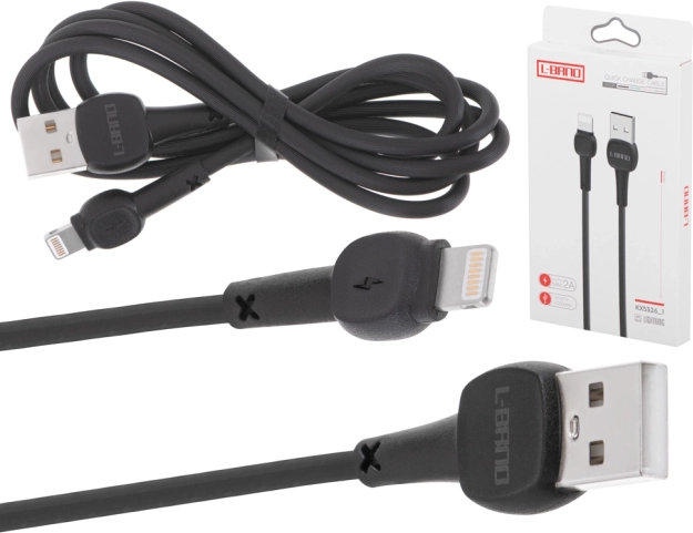 USB-A Lightning Fast Charging Cable Black 2A 100 cm